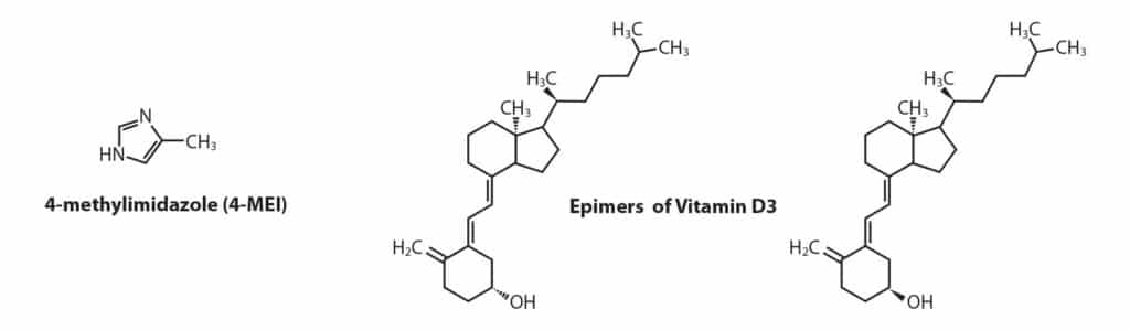 structures of 4-methylimidazole (4-MEI) and Epimers of Vitamin D3