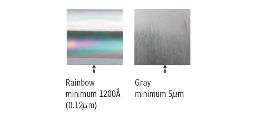 a close up of Sulfinert and Silcosteel-CR depositions on stainless steel