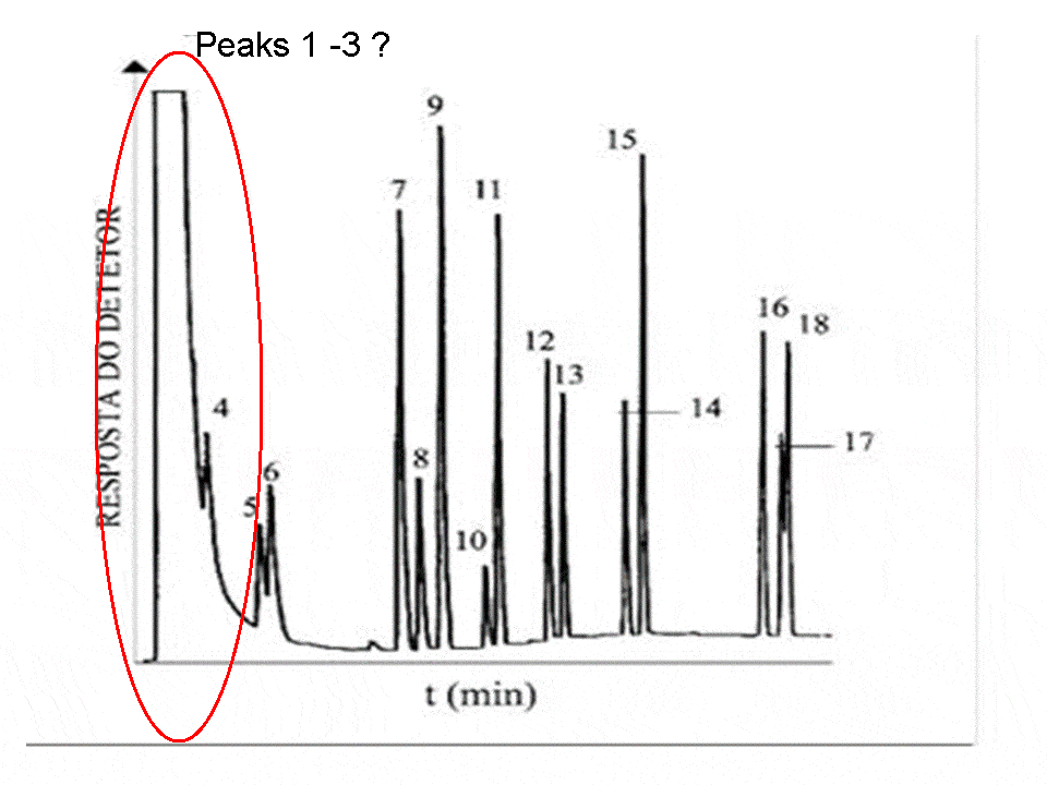 chromatogram showing strong solvent tail