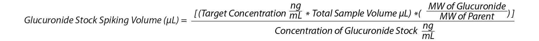 Considerations When Performing Enzyme Hydrolysis for Drugs of Abuse Analysis by LC-MS/MS - mathematical formula