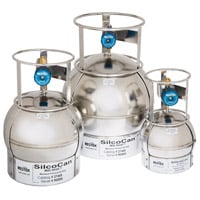 Sampling and analysis of landfill gas / biogas, an overview - Several different sizes of Restek air canisters.