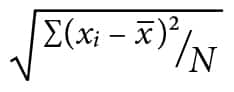 The Comprehensive Calibration Calculator Version 2 - Formula for the standard deviation for a population.