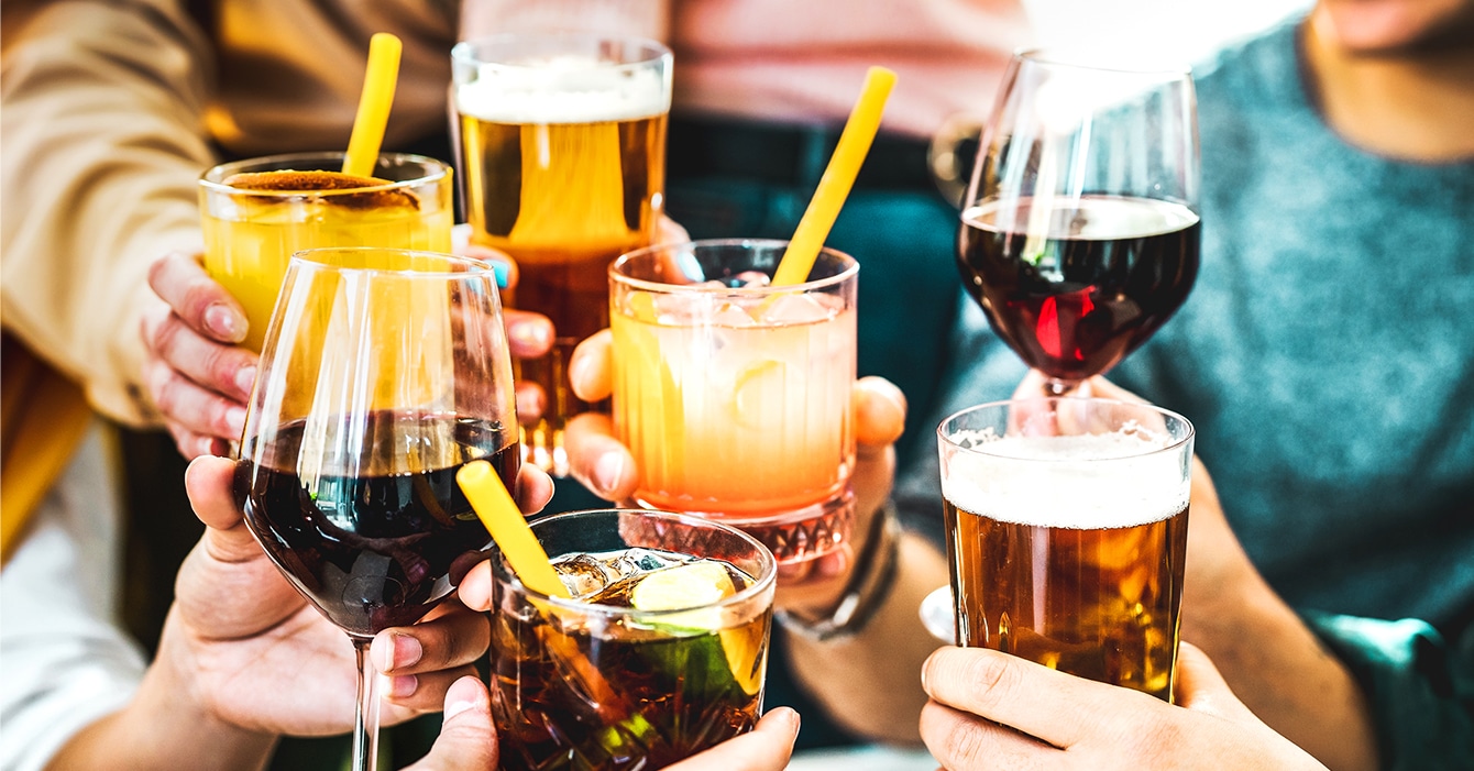 having drinks with friends