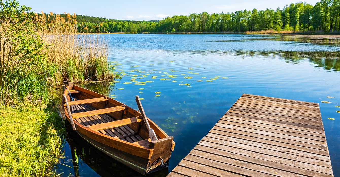 rowboat moored at pier