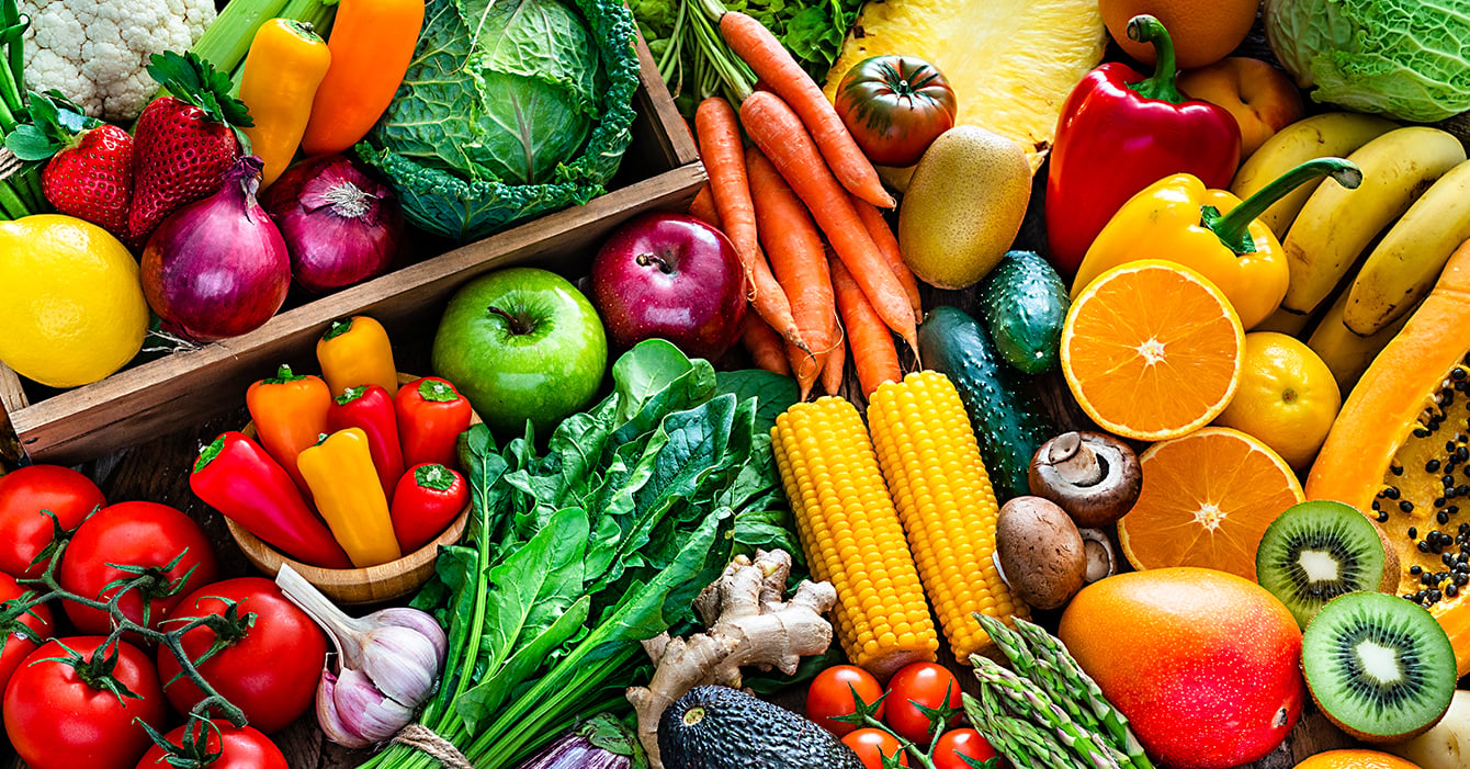 collage of fruits and vegetables