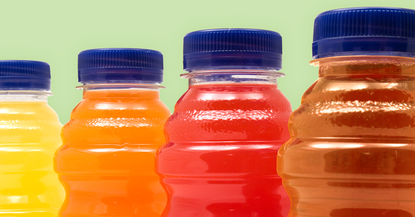 bottles of tea and juice