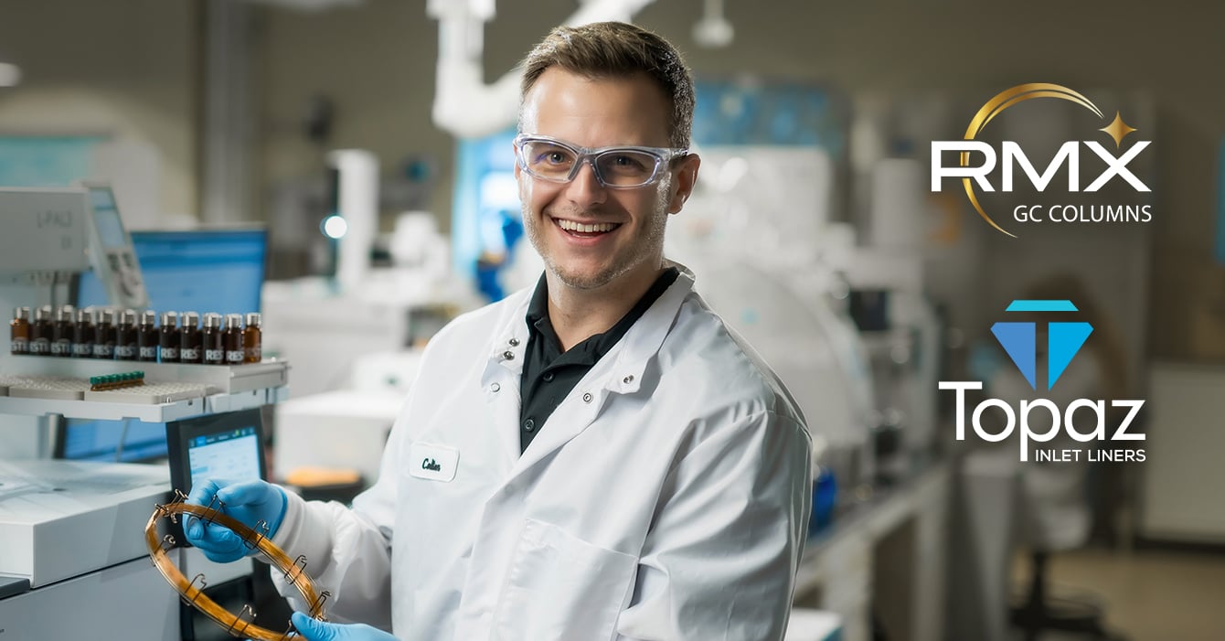 man in lab coat working in a GC laboratory