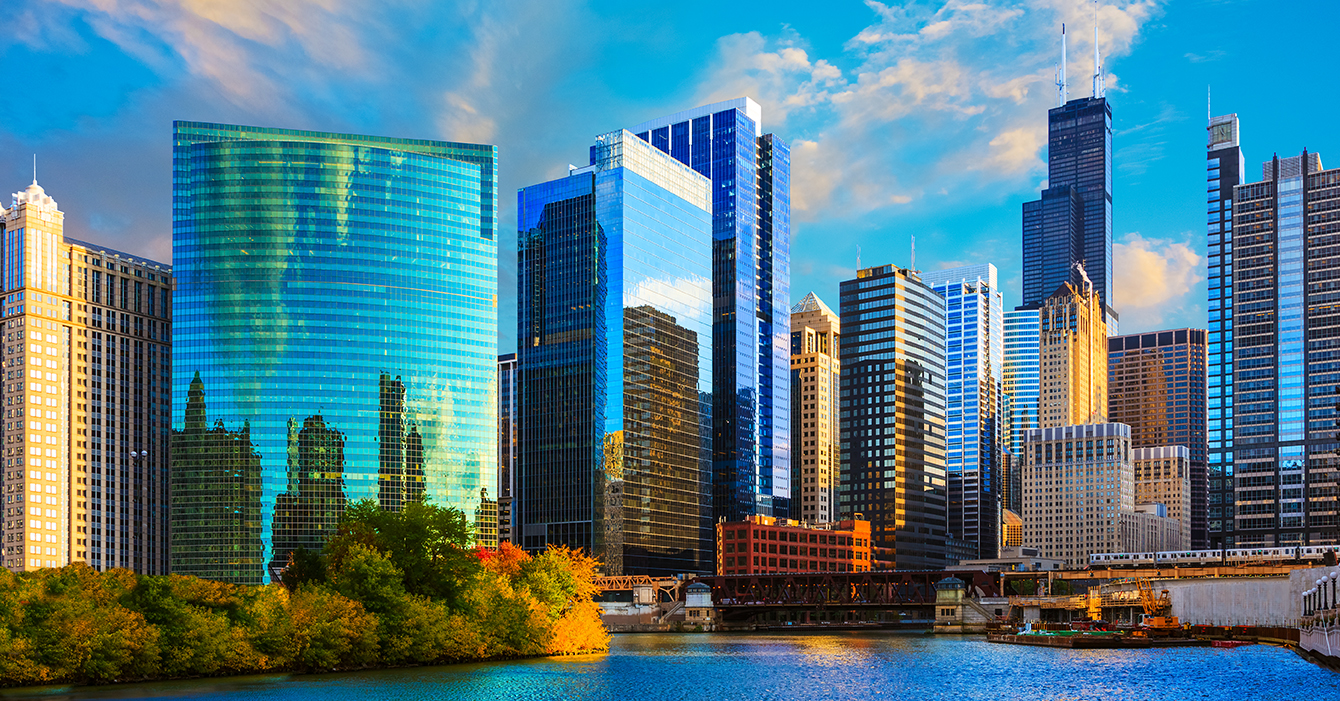 Chicago city skyline.