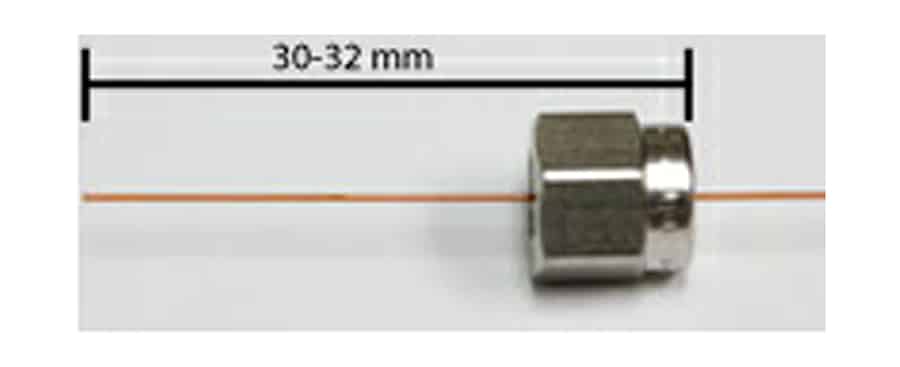 Column sealing nut shown 30-32 mm from the end of the column.