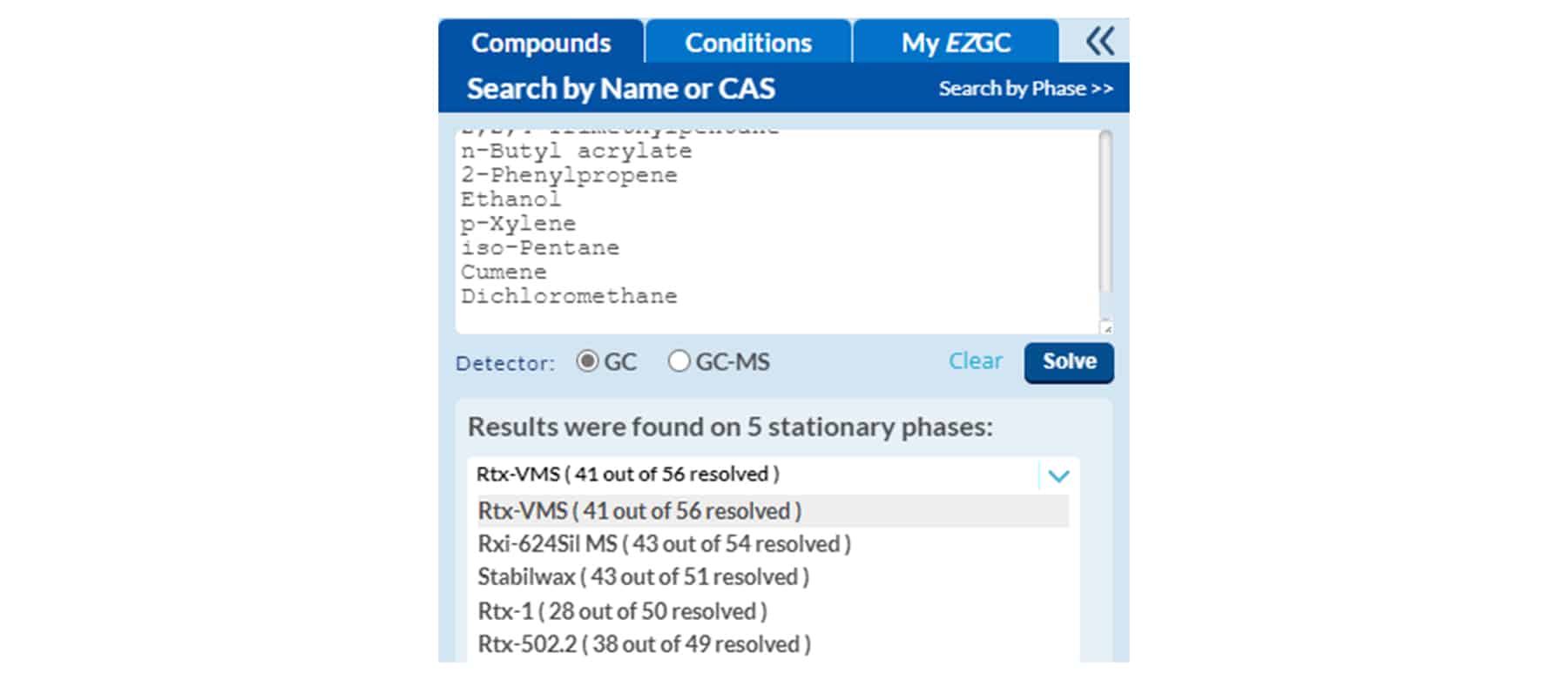 modeler interface showing the compound tab and GC mode 