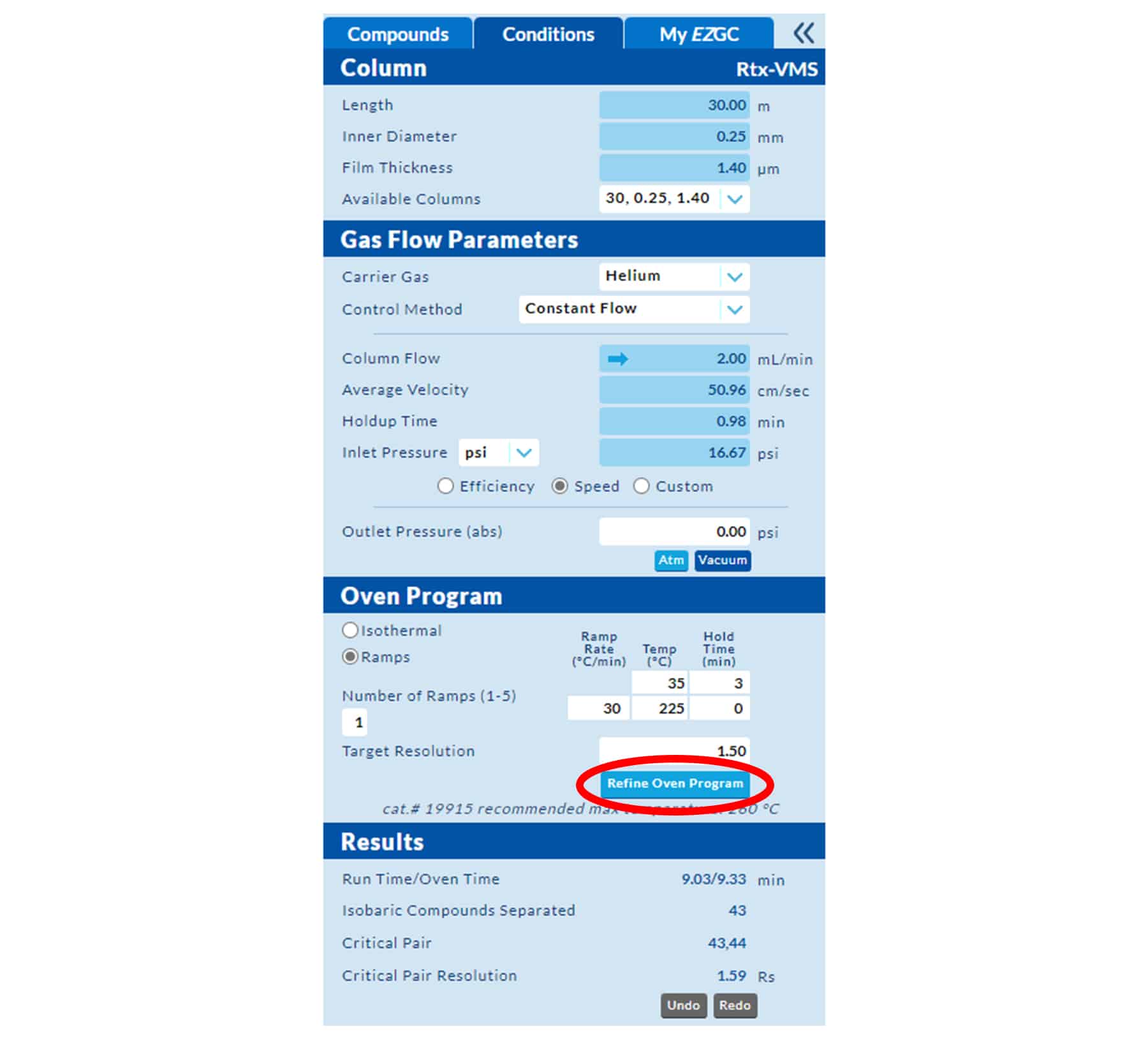 modeler interface showing the conditions tab