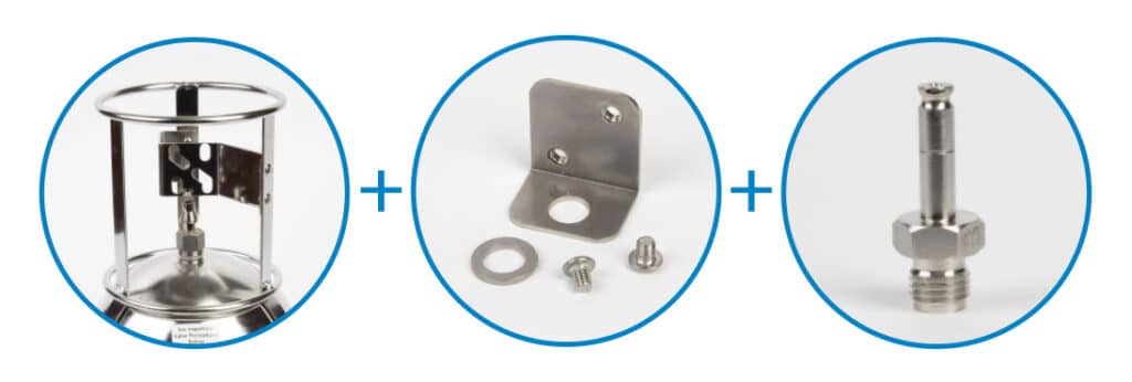 images of air canister, mounting bracket, and Raveqc quick-connect valve