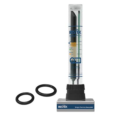 Gas filter attached to baseplate, with additional O-rings on the side