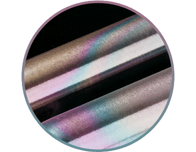 The signature rainbow effect visible on Siltek-coated metal.